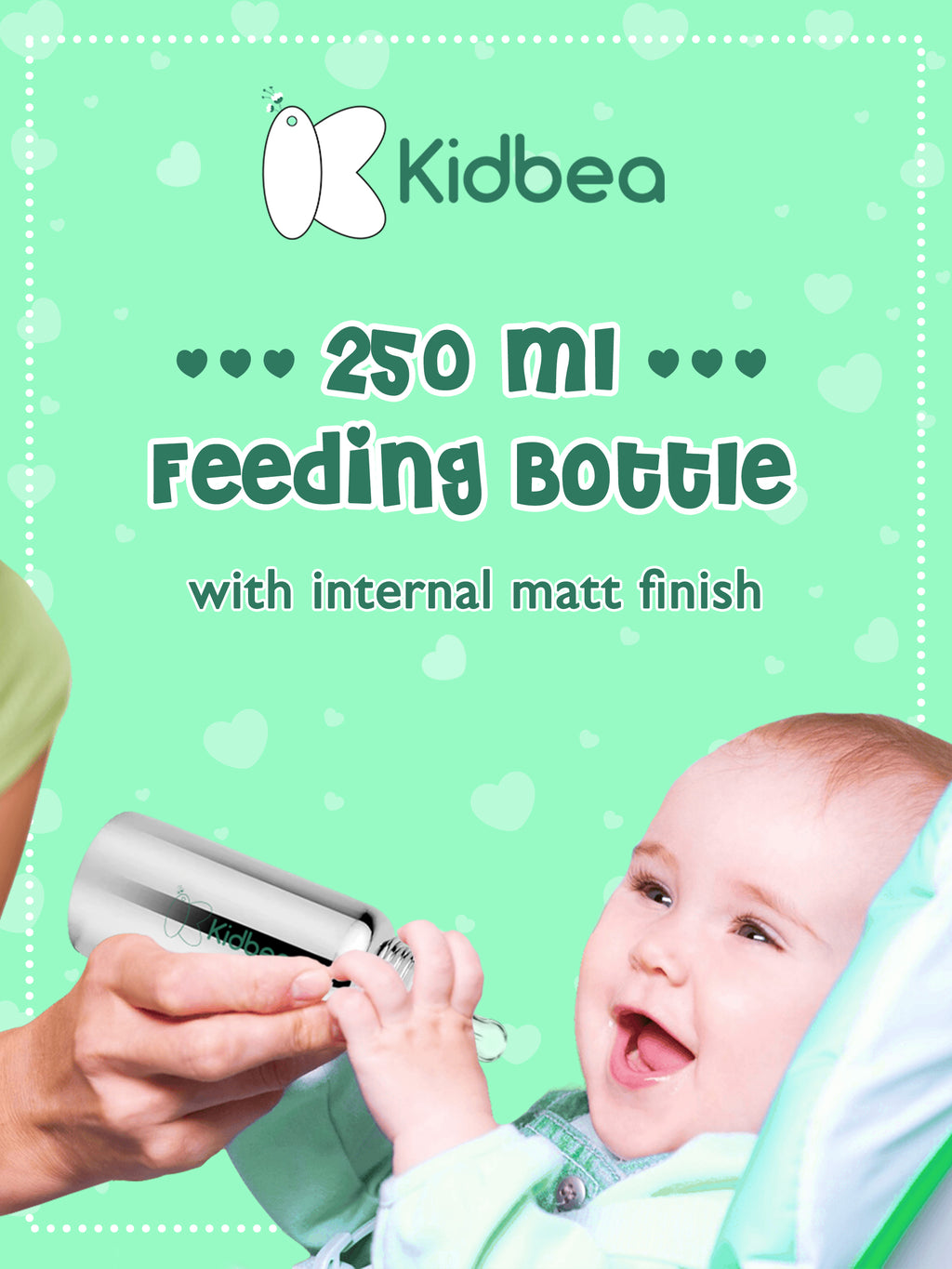 Stainless Steel Infant Baby Feeding Bottle With 3 Extra Nipple (250 ML)