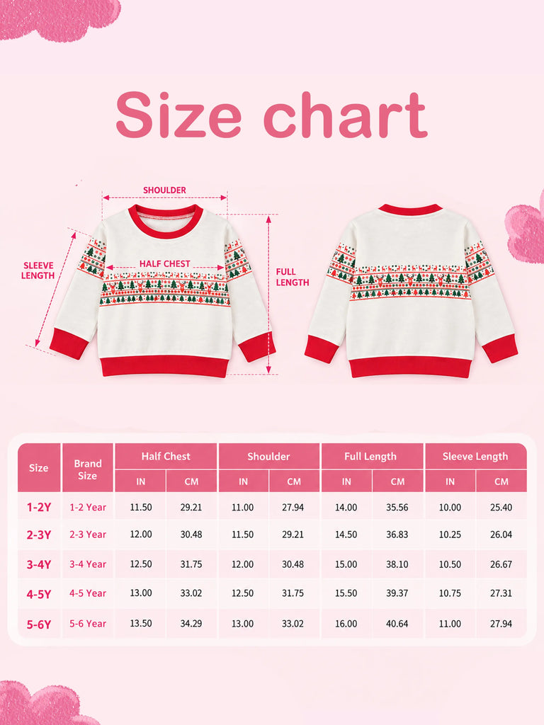 Unisex Cotton Kids Sweatshirt – White Christmas Print Full-Sleeve Sweatshirt