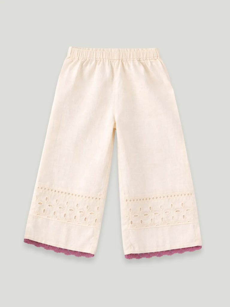 Girls Cream Ethnic Kurta Palazzo Set with Dupatta | Festive