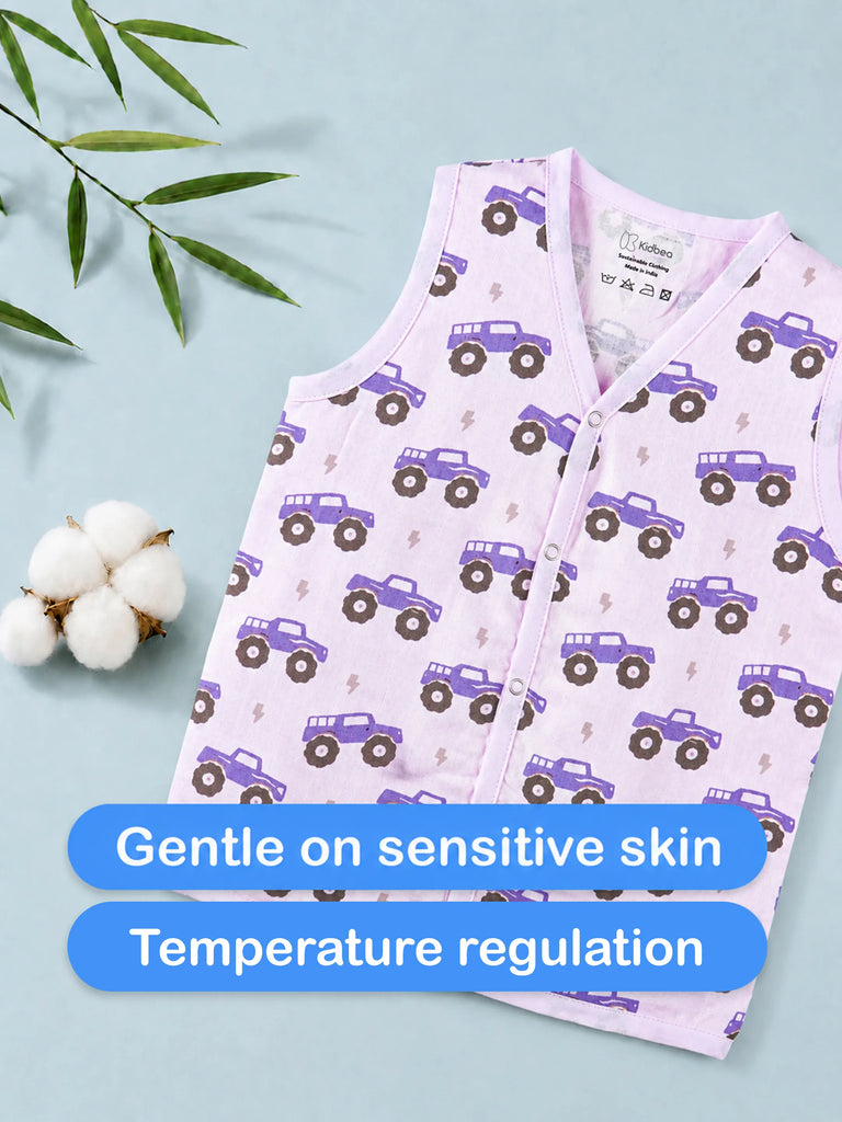 BambooTEC™ Bamboo Muslin Baby Jhabla – Monster Truck Print