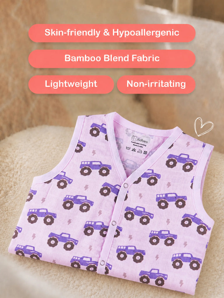 BambooTEC™ Bamboo Muslin Baby Jhabla – Monster Truck Print