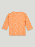 Organic Cotton Unisex Baby Co-ord Set – Soft Breathable Orange Giraffe Print Full Sleeve T-shirt & Pyjama for Infants
