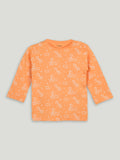 Organic Cotton Unisex Baby Co-ord Set – Soft Breathable Orange Giraffe Print Full Sleeve T-shirt & Pyjama for Infants