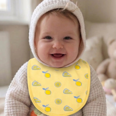 Organic Cotton Baby Bib – Soft Breathable Yellow Lemon Print, Feeding & Drool Bib