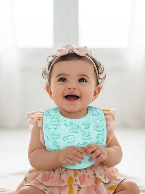 Organic Cotton Baby Bib – Soft Breathable Dog Print, Feeding & Drool Bib