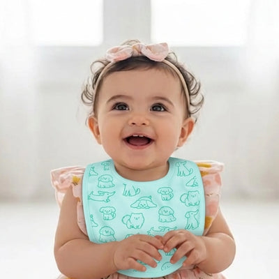 Organic Cotton Baby Bib – Soft Breathable Dog Print, Feeding & Drool Bib