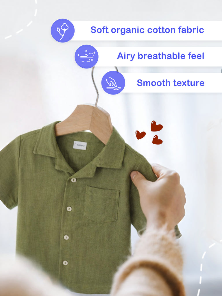 Light  Organic cotton  Shirt & Pant Dark Green Co-ord Set