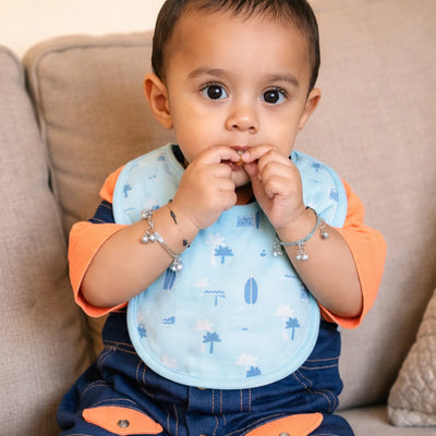 Organic Cotton Baby Bib – Soft Breathable Beach Print, Feeding & Drool Bib