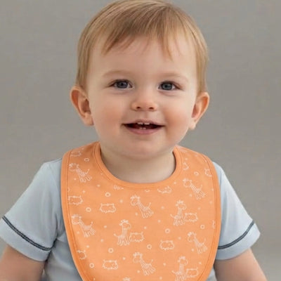 Organic Cotton Baby Bib – Soft Breathable Giraffe Print, Feeding & Drool Bib