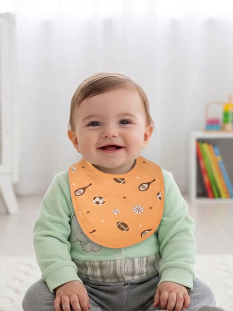 Organic Cotton Baby Bib – Soft Breathable Football Print, Feeding & Drool Bib