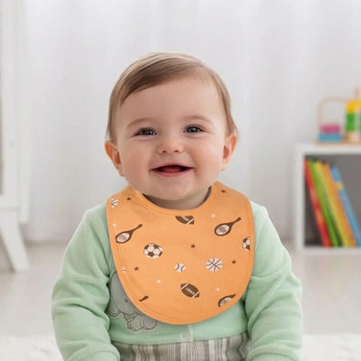 Organic Cotton Baby Bib – Soft Breathable Football Print, Feeding & Drool Bib
