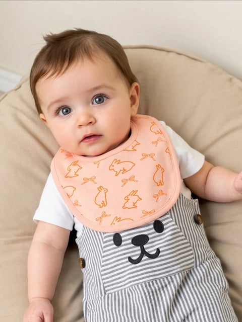 Organic Cotton Baby Bib – Soft Breathable Bunny Print, Feeding & Drool Bib