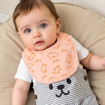 Organic Cotton Baby Bib – Soft Breathable Bunny Print, Feeding & Drool Bib