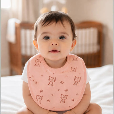 Organic Cotton Baby Bib – Soft Breathable Tiger Print, Feeding & Drool Bib