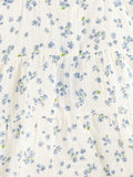Girls Cotton White Floral Print Frock