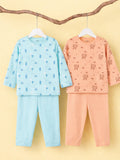 Organic Cotton Baby T-Shirt & Pyjama Set Pack of 2 – Tiger & Beach Print Full Sleeve