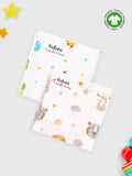 Kidbea Muslin Premium ultra Soft doubled layer Napkin Multicolor - Pack of 2 | Tiger & Space