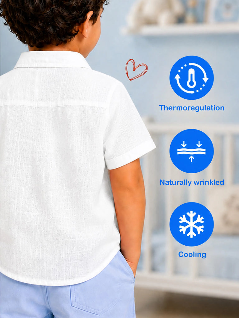 Boys Linen Cotton White Shirt