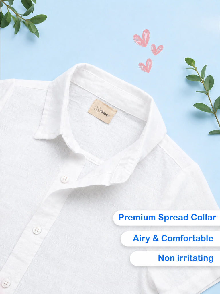 Boys Linen Cotton White Shirt