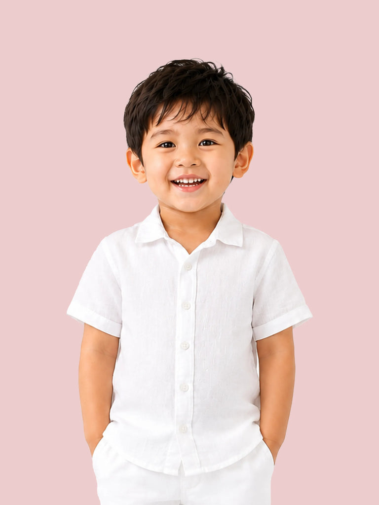 Boys Linen Cotton White Shirt