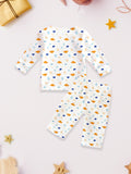 100% Bamboo Cotton Unisex Cloud & Nature Printed Co-Ord Set - White
