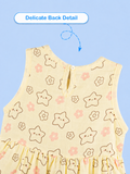 BambooTEC™ Bamboo Muslin Baby Frock – Star & Flower Print, Soft & Breathable Dress