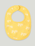 Organic Cotton Baby Bib – Soft Breathable Yellow Bow Print, Feeding & Drool Bib