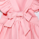 Pink Color Ruffle Sleeve Dress