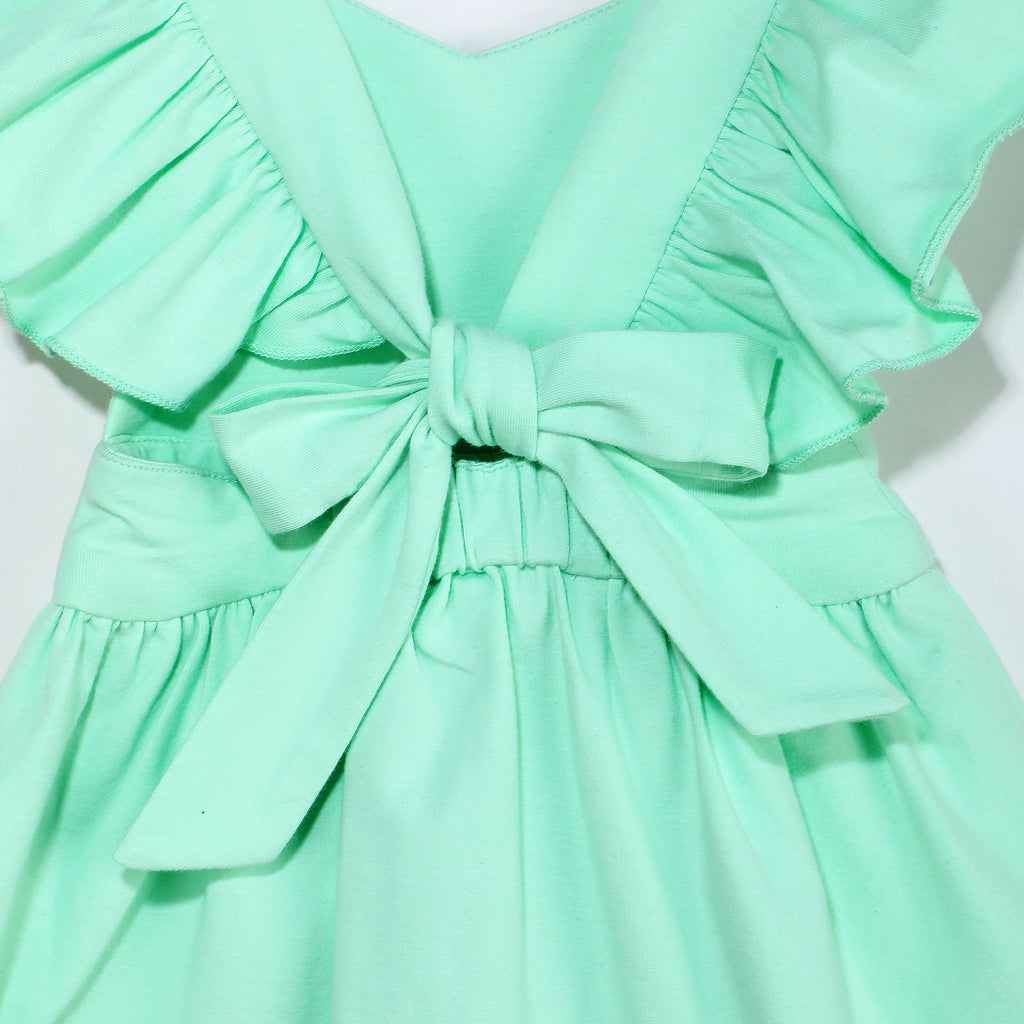 Kidbea Organic Cotton Fabric Dress For Baby Girls | Butterfly Dress | Green