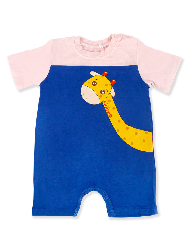 Kidbea Bamboo Soft Fabric Romper For Baby Boys | Color Block Giraffe