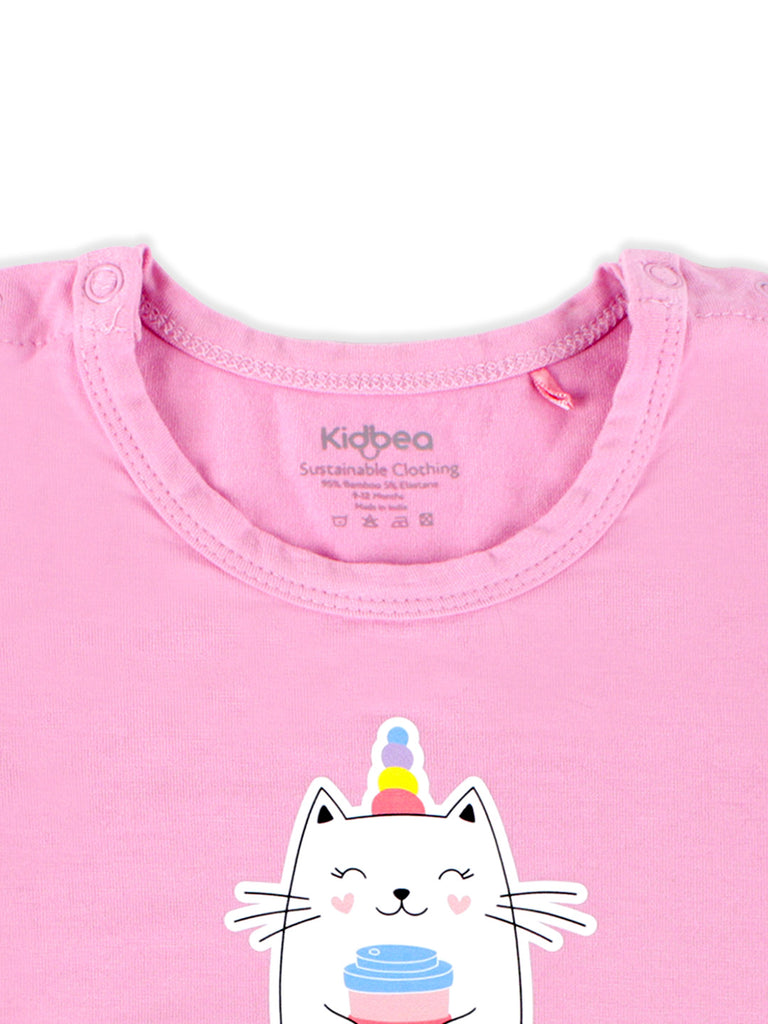 Bamboo Soft Fabric Onesie For Baby Girl | Kitty