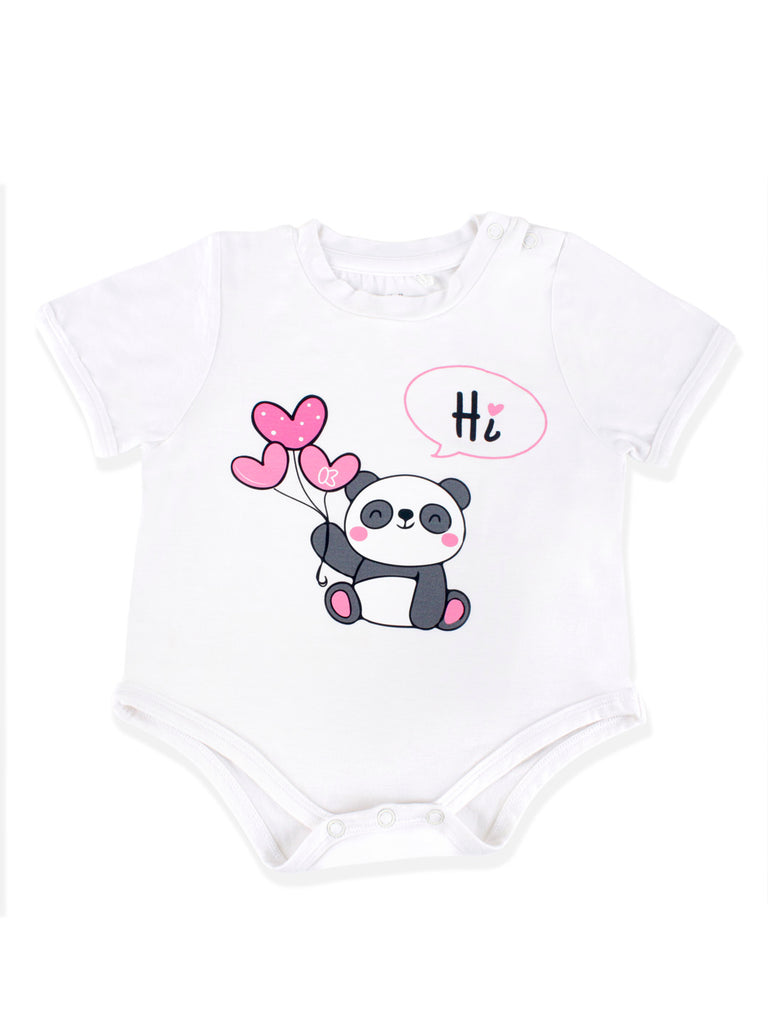 Bamboo Soft Fabric Onsie For Baby Girl | White Panda