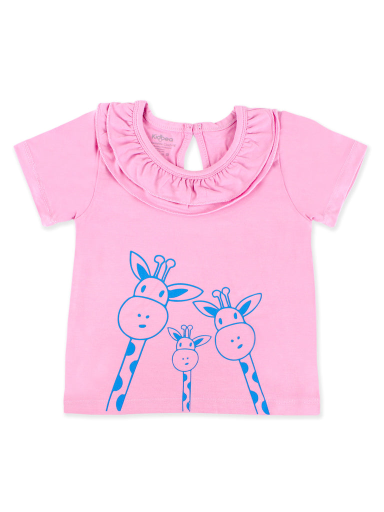 Bamboo Soft Fabric Top For Baby Girl | Cute Giraffe
