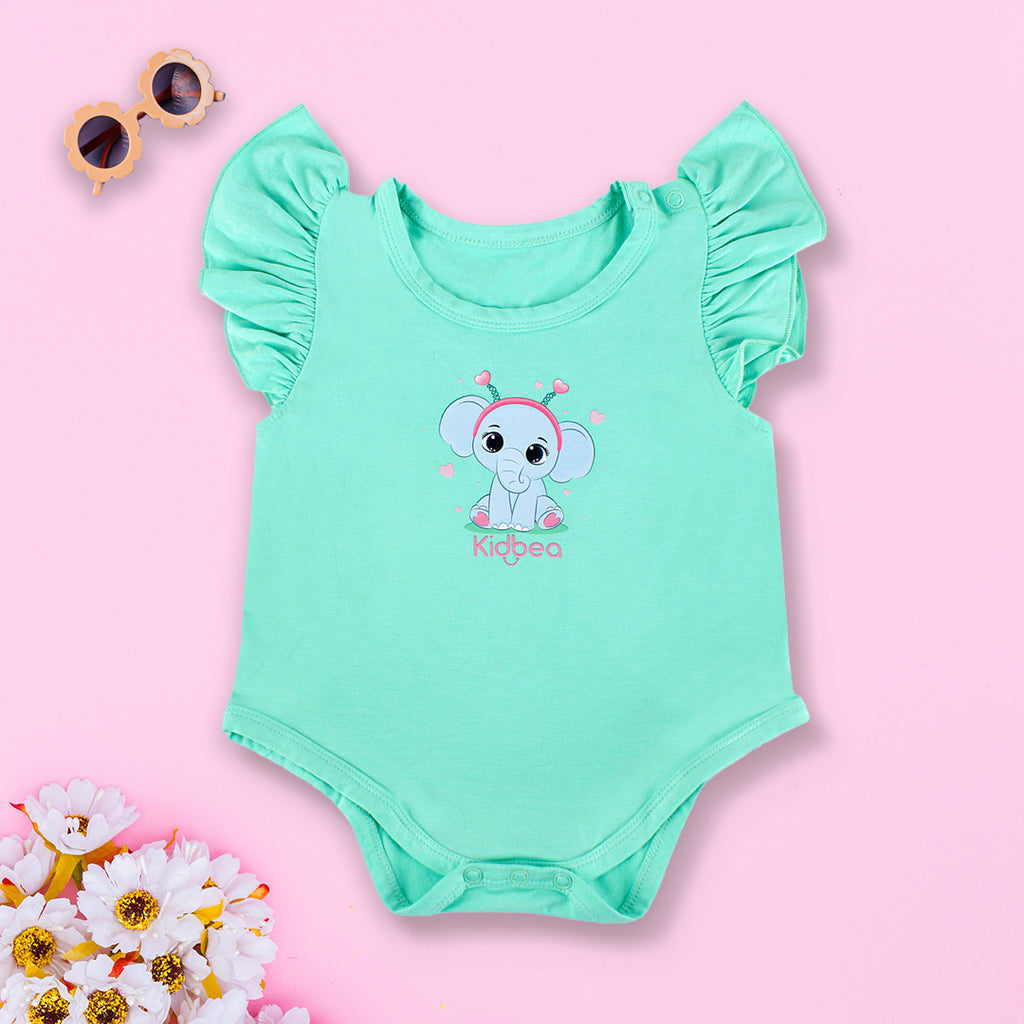 Bamboo Soft Fabric Onesie For Baby Girl | Cute Elephant