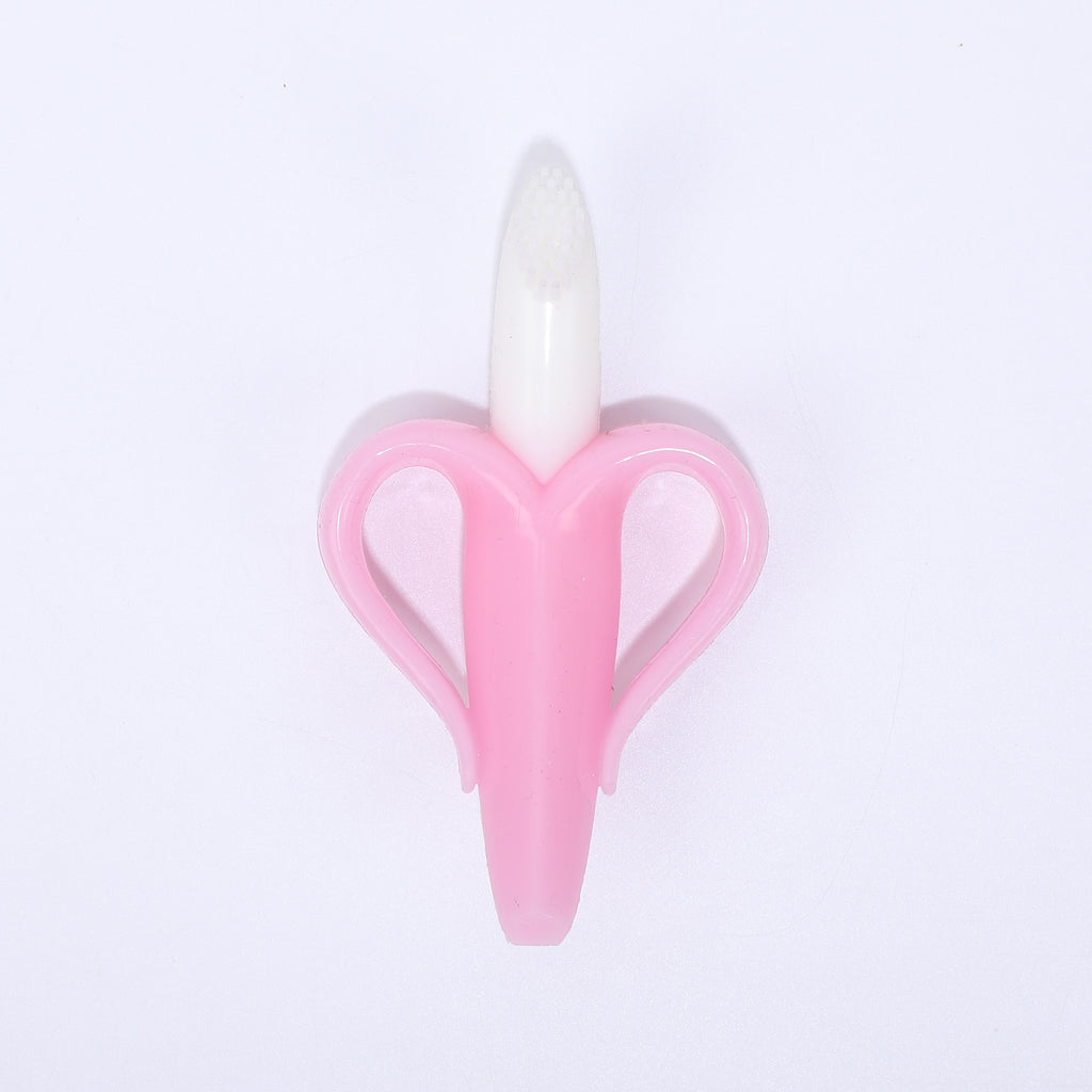 Banana Shape Toothbrush Cum Teether - Pink